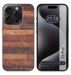Housse En Silicone Compatible Avec L'IPhone 15 PRO (6.1) Design Bois 03 Dessins