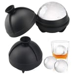 SNAGAROG 2 Pack Ice Ball Mould Large Round Ice Cube Tray Silicone Ice Sphere Molds 2.5inch Big Ice Ball Maker with Lid Easy Release Circle Whiskey Ice Mould for Cocktail/Bourbon, BPA Free Reusable