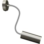 Creative Cables - Fermaluce Flex 30 Leuchte mit Mini Baldachin mit Schalter und Strahler mit Tub-E14 Lampenschirm Sans ampoule - Titane satiné - Sans