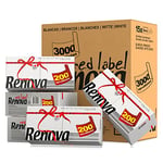 Renova Red Label Lot de 15 paquets de 200 serviettes en papier blanc 3000 serviettes au total