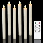 6-pack Batteridrivna LED-ljus med Fjärrkontroll och Timer, Riktigt Vax med Flimmerande Varmvitt Ljus för Fönster, Juldekoration, Hem, Bröllop, (FMY)