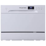 Russell Hobbs RHTTDW6W Freestanding Compact Dishwasher, Eco mode, 6 place_settings, White, Noise level: decibels 52
