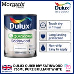 Dulux Quick Dry Satinwood 750ml Pure Brilliant White Mid Sheen For Wood & Metal