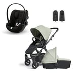 Silver Cross Tide Sage Green barnvagn inklusive cybex GOLD Cloud G bilbarnstol i-Size Magic Black