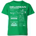 Back To The Future Delorean Schematic Kids' T-Shirt - Green - 3-4 Years