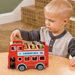 SOKA Wood Wooden Double Decker Red London Bus with Figurines Kids Childrens Toy