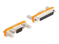 Delock - Seriell Adapter - Db-9 (Hane) With Nuts Till Db-25 (Hona) Skruvbar - Silver/Orange