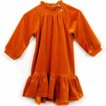 HUTTEliHUT velour dress – orange - 3-4år