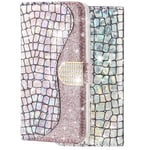 C-Super Mall-UK Samsung Galaxy Note20 Ultra Wallet Case,3D Diamond Bling Glitter Folio Flip Case Cover with Card Slots & Stands for Samsung Galaxy Note 20 Ultra,Silver