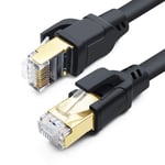 CAT 8 Ethernet Cable 3m, High Speed 40Gbps 2000MHz SFTP Internet Network LAN Wire Cables with Gold Plated RJ45 Connector for Router, Modem, PC, Switches, Hub, Laptop, Gaming, Xbox (Black, 3m/10ft)