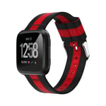 Fitbit Versa träningsklocka armband rem vävd nylon - Svart röd