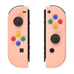 eXtremeRate DIY Replacement Shell Buttons for Nintendo Switch & Switch OLED, Mandys Pink Custom Housing Case with Corlorful Button for Joycon Handheld Controller [Only the Shell, NOT the Joycon]