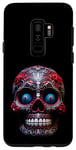 Coque pour Galaxy S9+ Crâne en sucre Jour des morts Crâne Rouge et Noir Art