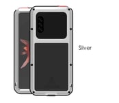 Fantasy Life Love Mei Powerful Case for Sony Xperia 10 II,Shockproof Waterproof Aluminum Metal Silicone Case(Silver)