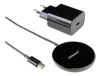 Intenso Mb1 - Trådlös Laddningsplatta - Magnetisk + Växelströmsadapter - 15 Watt - Svart