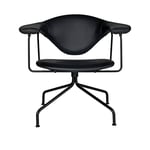 Gubi - Masculo Lounge Chair Swivel Base, Tyg: Kat. 3 - Gubi Velvet (Velutto) - G075/420, Underrede: Svart - Blå - Fåtöljer - Metall/Textilmaterial