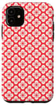 Coque pour iPhone 11 Red Floral Flower Leaves Turkish Rounded Retro Patter