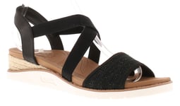 Skechers Womens Wedge Sandals Arch Fit Beach Kiss Elasticated black UK Size