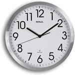 MAUL Horloge Murale MAULmove Ø 30 cm | Horloge radiopilotée élégante | Mise à l'heure Automatique | Horloge Moderne pour Le Bureau et l'intérieur | Pile Incluse | Argenté
