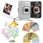 JXE Camera Accessories Bundle Kit for Fuji Instax Mini Liplay Crystal Case Film Border Sticker Animal Cute Wall Hanging Decoration Frame L Shaped Stand Transparent Photo Frame