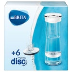 BRITA Bouteille filtrante Blanche graphite, réduit le chlore, le plomb et autres impuretés organiques pour une eau du robinet plus pure, 6 filtres MicroDisc inclus