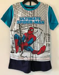 Ensemble T-Shirt + Short / Pyjama Court Spiderman Spider-Man Marvel 100% Coton * Model Aléatoire L'unité * De 2 À 6 Ans