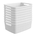Curver Perfect Bins for Home Office, Closet Shelves, Kitchen Pantry and All Bedroom Essentials, Plastic Jute, White, S