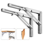 Fällbar konsol 250 x 115 mm – silverfärgat stål för väggmontering