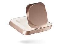 Zens Nightstand Charger - Limited Edition - Trådlöst Laddställ + Växelströmsadapter - 15 Watt - Apple Fast Charge (Trådlös Laddning (15W)) - Koppar, Vit