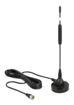 DeLOCK DAB+ antenn, F-kontakt hane, 0dBi, rundstrålande, 50 Ohm, RG-174,