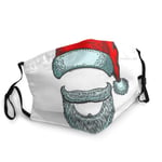 3d Rose Santa Claus Hat And Beard Christmas Theme Design Men's and Women's Mouth Face Mask Anti Breathable Filter Dust Absorb Sweat Washable Reusable Masks for Cycling Camping Ski Travel Outdoor