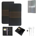 Wallet Case + headphones for Sony Xperia 1 V Protective Cover Brown