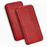 HAOTIAN Case for Xiaomi Redmi 9C, Retro PU Leather Wallet Case, Collection Premium Leather Folio Cover with [Card Slots] and [Kickstand] for Xiaomi Redmi 9C. Red