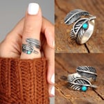 Ringar Boho Feather Turkos Justerbar Ring representerar nya början Silver