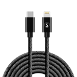 SiGN USB-C till Lightning kabel 20W, 3m - Svart