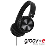 GROOV-E TEMPO STEREO HEADPHONES WIRED IN-LINE MIC & REMOTE - BLACK - GVHP1300BK