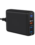USB-C 75W 4-p QuickCharge PD multiladdare svart