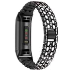 Fitbit Charge 3/4 metallarmband med strasstenar Svart/Kristall