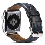 Apple Watch 9/8/7/6/5/4/3/2/1/SE - 45/44/42mm / Watch Ultra / Ultra 2 - Ægte læder urrem 22mm - Blå