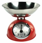 RED 5 KG TRADITIONAL WEIGHING KITCHEN SCALE BOWL RETRO SCALES MECHANICAL VINTAGE