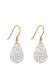 The Love Silver Collection 9ct Yellow Gold Crystal Teardrop Bomb Earrings, One Colour, Women