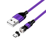 50cm Fast Charging Magnetic Micro USB Cable Support 360º + 180º Rotation Micro USB 3A Charger Cord Phone Data Sync Cable Compatible with Samsung S5/S6/S7, HTC, LG, Sony, PS4, MP3 and More (Purple)
