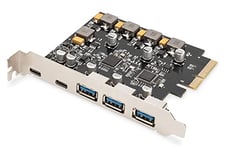 DIGITUS Carte IO - PCIe - 2X USB-C, 3X USB A - Carte d'interface USB 3.1 Gen 2 - jusqu'à 10 Gbps - Plug & Play