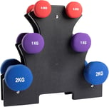 Neoprene Dumbbell Set + Holder