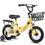 M-YN Kids Bike with Hand Brake and Basket for 3-9 Years Girls, 12 14 16 18 20 Inch Youth Bike with Training Wheels and Fenders, Children Bicycle (Color : Yellow, Size : 12inch)