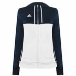 Adidas T16 Zip Hoodie Womens Navy/white Ladies Hooded Jacket Lightweight Hoody