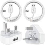 Iphone Charger Plug and Cable 2M 2Pack[Apple MFI Certified], Iphone Plugs UK wit