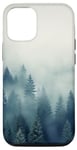 iPhone 15 Foggy Forest Green Pine Trees Nature Wanderlust Case