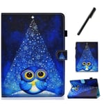 HereMore Universal Case for 10 Inch Tablet with Pen, Leather Stand Cover Protective Shell for Fusion5 10.1, iPad 10.2", Samsung Tab A 10.1/S2 9.7", Huawei MediaPad T3 10, Lenovo Tab E10, Owl