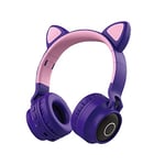 Kurphy Cat Ears Global Luminescence Rechargeable Wireless Mobile Phone Computer Wireless Sports Stereo Headphones